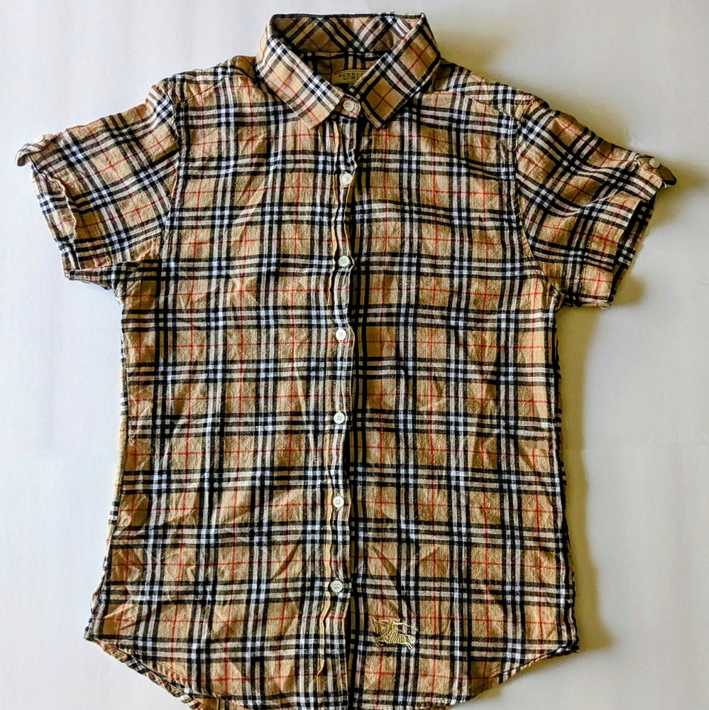 Girls Burberry Check Blouse